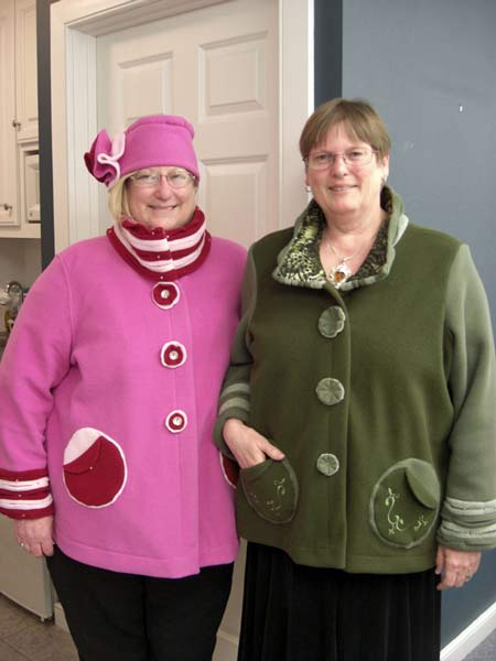 Sisters make jackets in Jane's sewing class