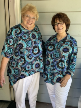 JoAnn and Santina wearing tops made from the same fabric