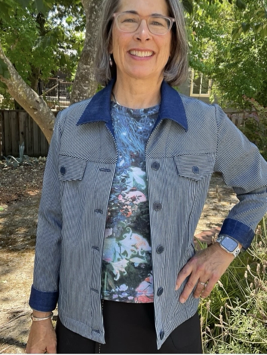Sally wearing her denim jacket