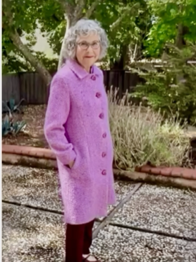 Vicki wearing her lined coat - front view